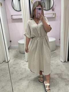 ZELIAH MOUSSELINE DRESS BEIGE