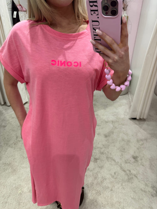 ICONIC TEE DRESS PINK