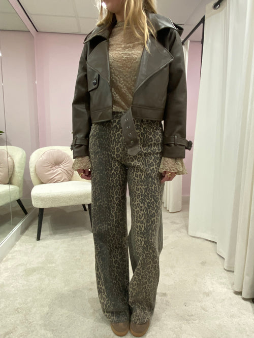 LEOPARD WIDE FIT JEANS