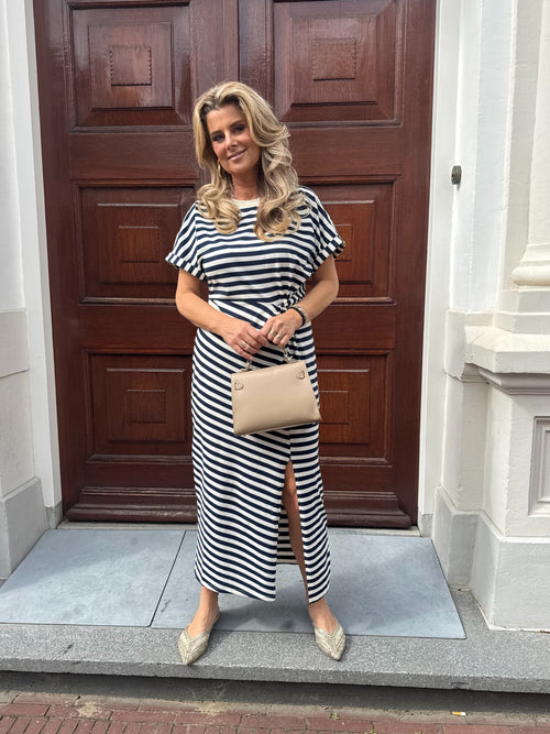 FIONA STRIPED TEE DRESS BLUE