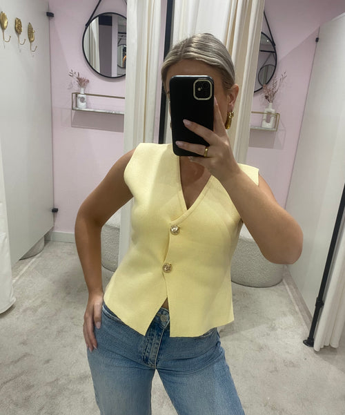 GOLDEN BUTTON GILET YELLOW