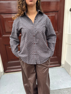 CHECKERED DIAMOND BLOUSE BLUE