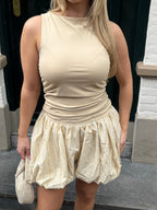 ESSENTIAL SMOCKED TOP BEIGE
