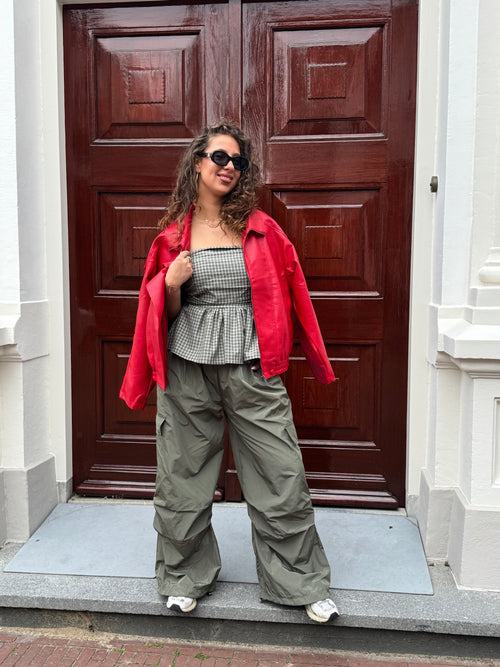 PU BOMBER JACK RED
