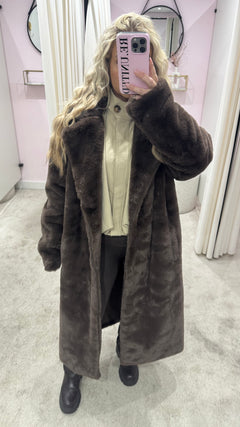 GIGI FAUX FUR MANTEL BROWN
