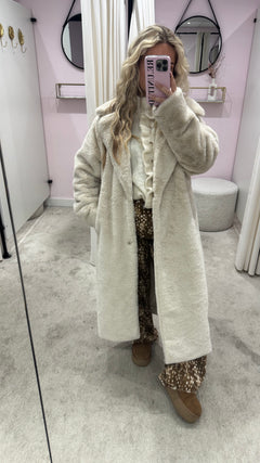 GIGI FAUX FUR MANTEL BEIGE